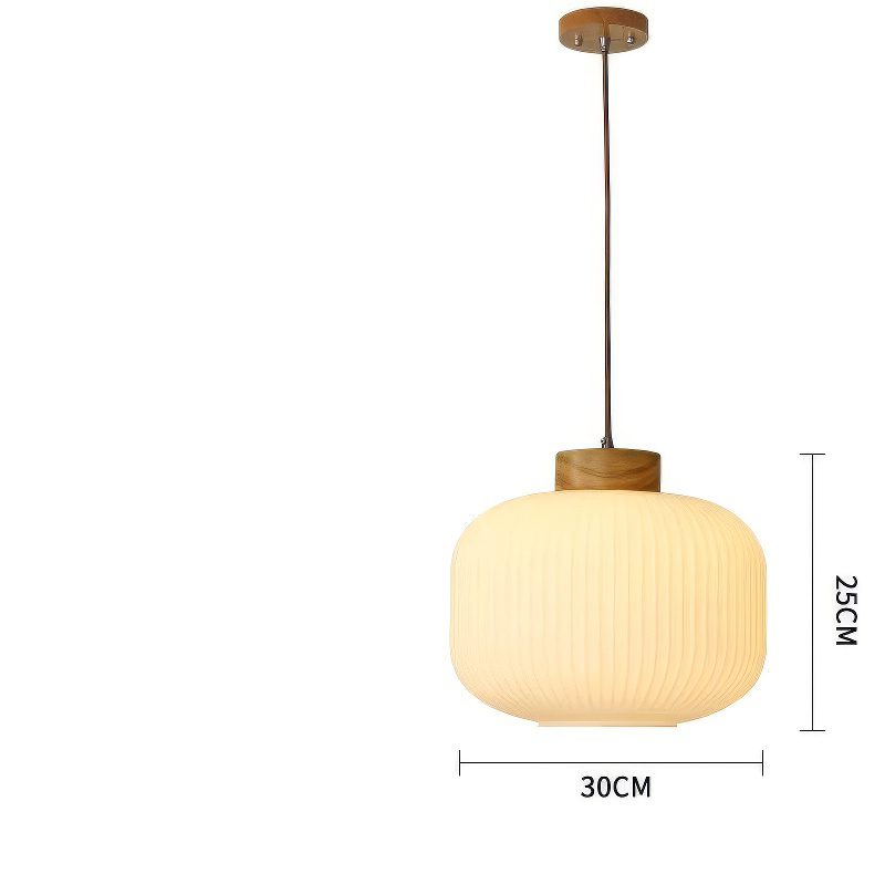 White Ribbed Glass Pendant Light - image 3