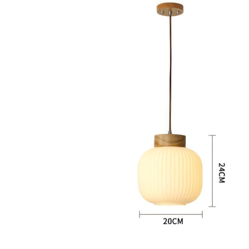 White Ribbed Glass Pendant Light - image 7 view 7