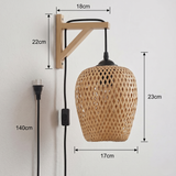 Woven Bamboo and Wood Wall Light view 4