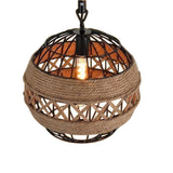 Wire Cage and Rope Pendant Light view 1