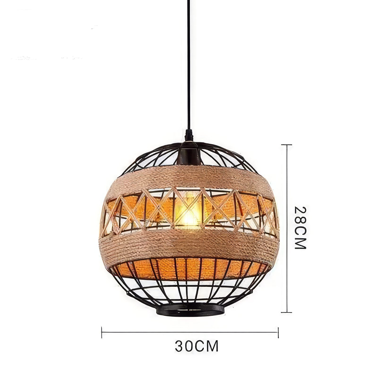 Wire Cage and Rope Pendant Light view 8