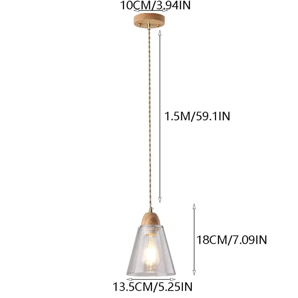 Wood and Glass Pendant Light view 2