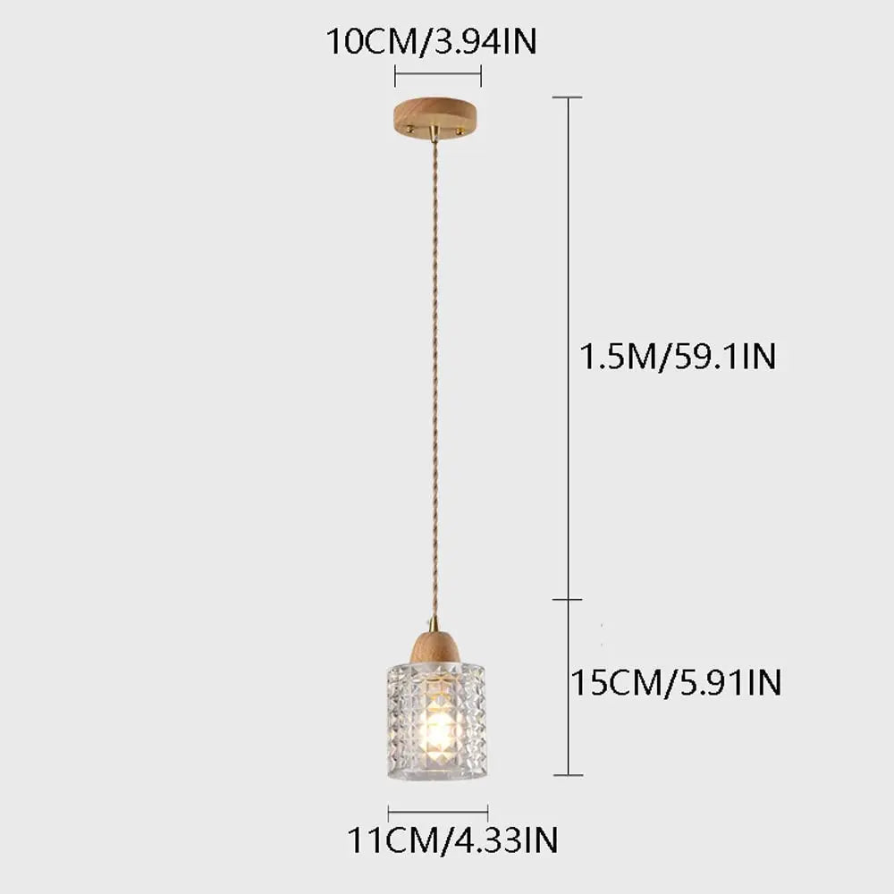 Wood and Glass Pendant Light view 3
