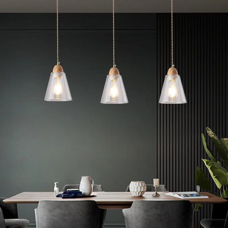 Wood and Glass Pendant Light view 4