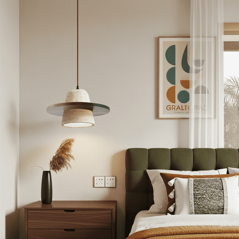Wood and Stone Pendant Light