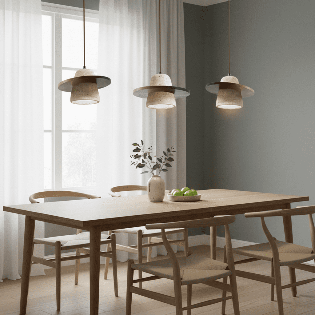 Wood and Stone Pendant Light view 4