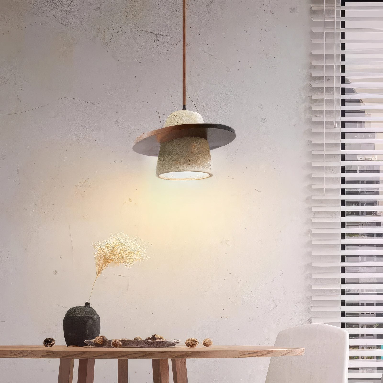 Wood and Stone Pendant Light view 8
