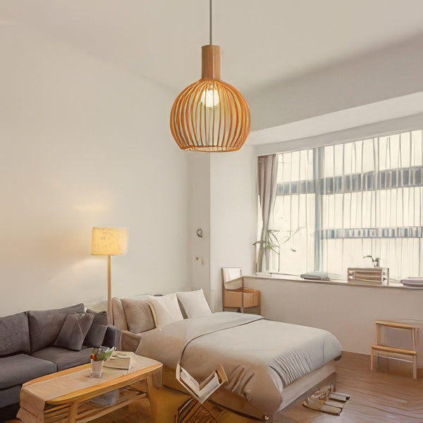 Wood Cage Pendant Light