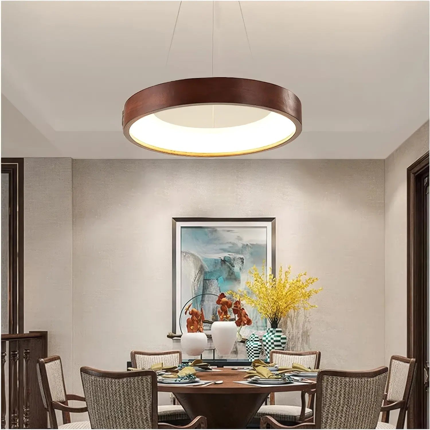 Wood Ring LED Pendant Light view 4