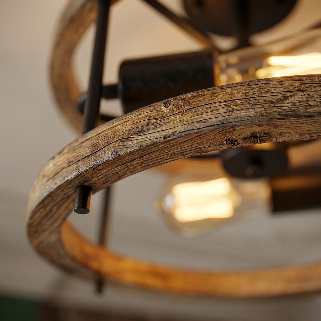 Wood and Metal Ceiling Light view 4