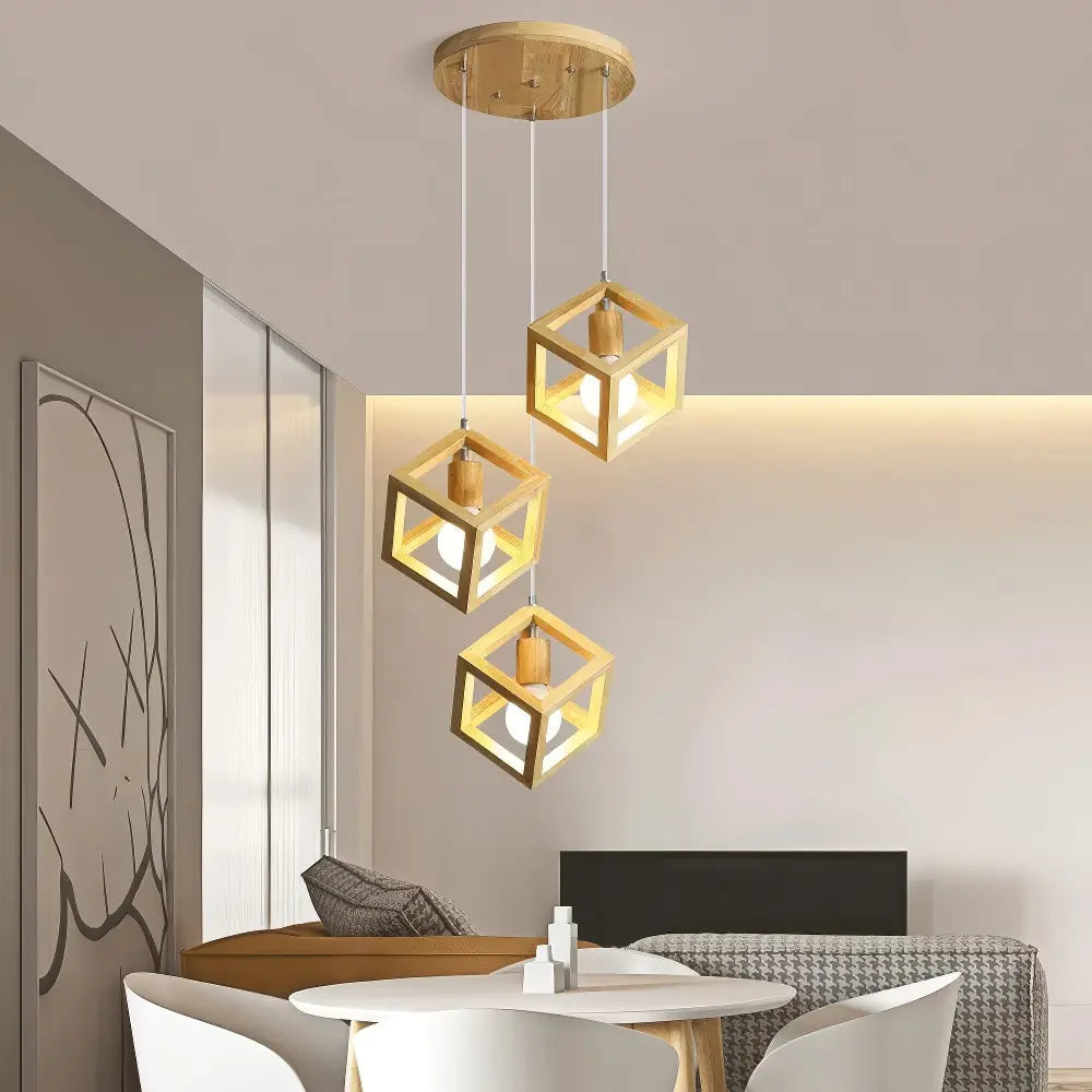 Wooden Cluster Pendant Light view 1