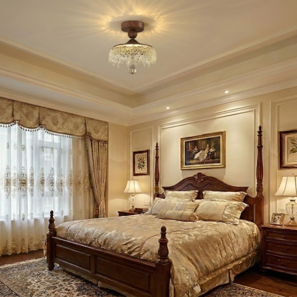 Wooden Crystal Ceiling Light view 3