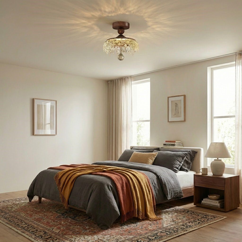 Wooden Crystal Ceiling Light view 7
