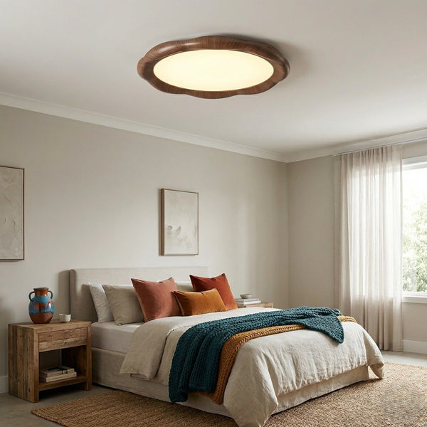 Wooden Flush Ceiling Light