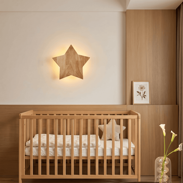 Wooden Star Nursery Wall Light