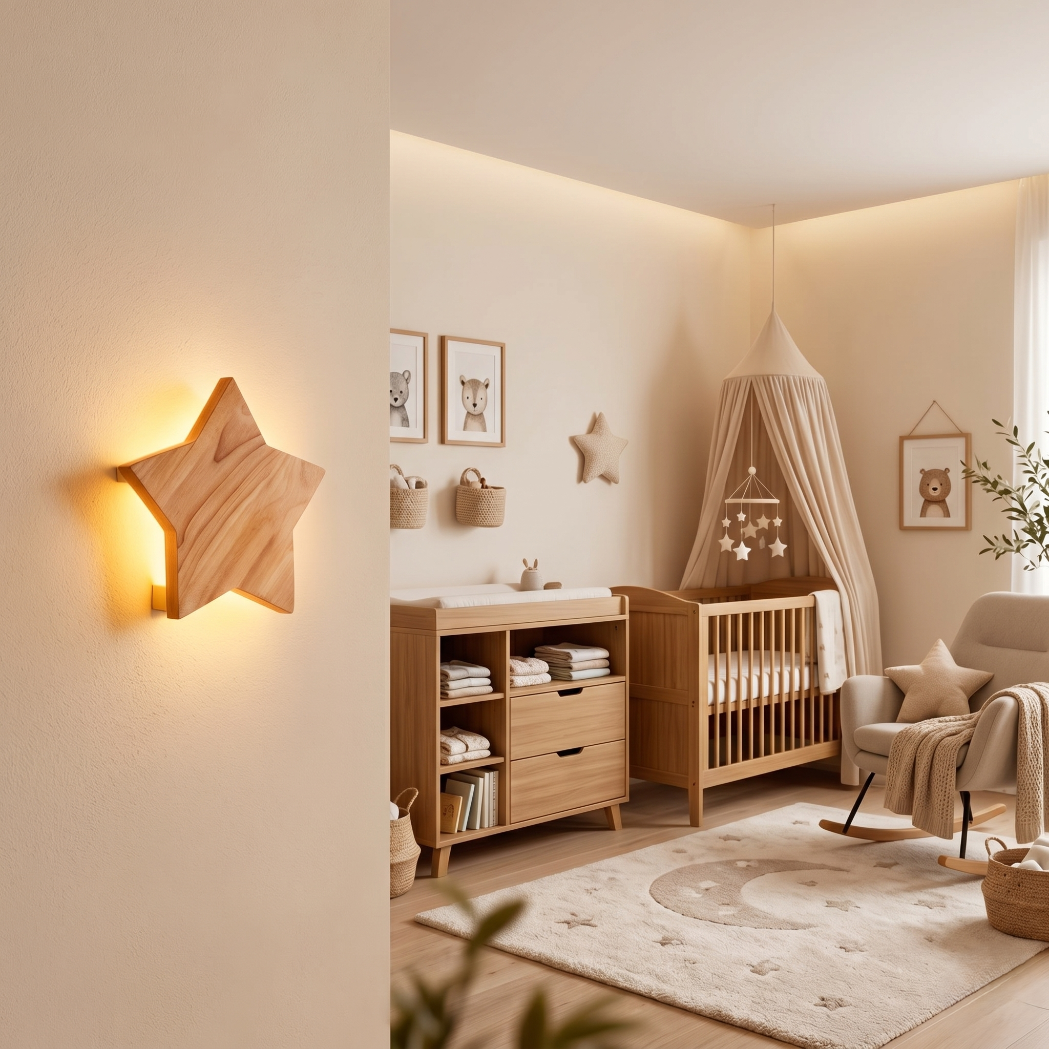 Wooden Star Nursery Wall Light view 5