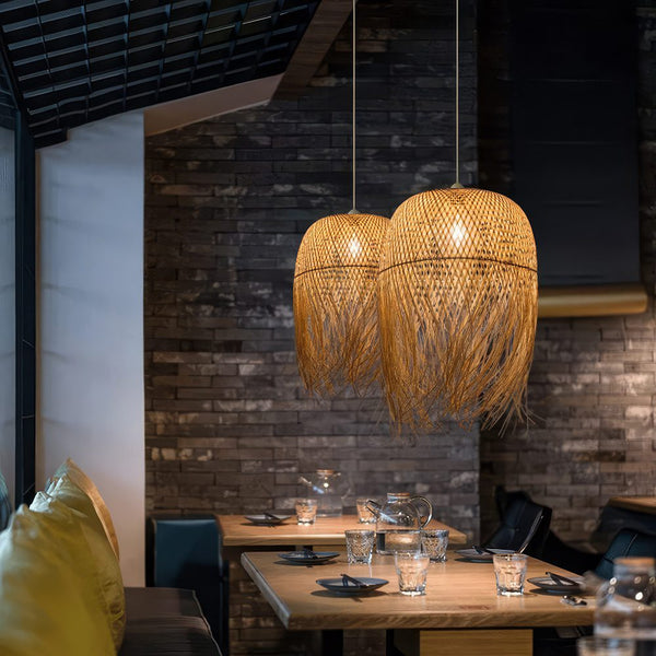 Woven Straw Pendant Light